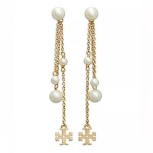 TORY BURCH Kira Imitation Pearl Linear Earrings With Dust Bag